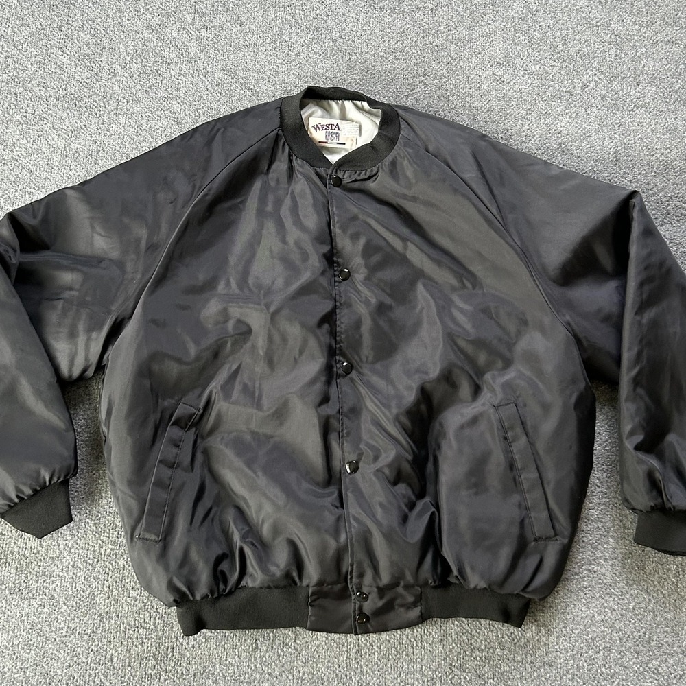 Westark Jacket Men XL Black Nylon Bomber Quilted Insulated Made USA Vintage